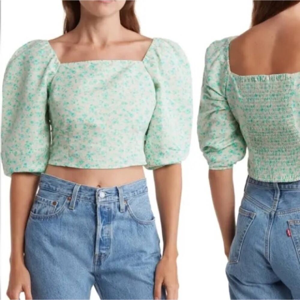 New Levi's Statement Blouse Yvie Floral Green Cottagecore medium